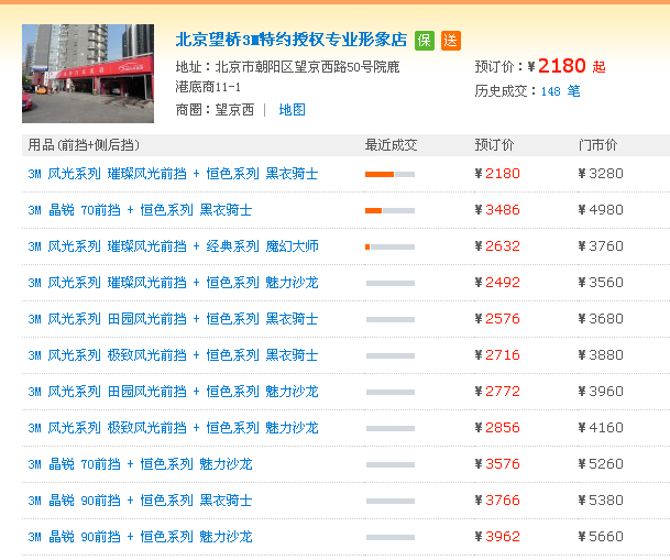 北京3M轿车贴膜价格