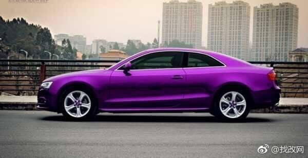 奥迪A5车身改色贴膜电镀紫罗兰效果