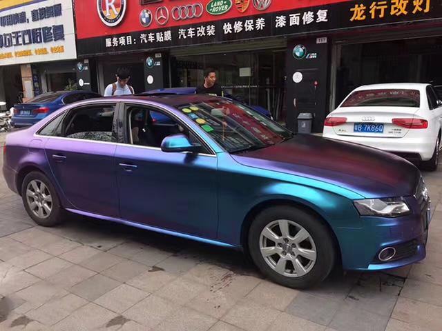奥迪A4L全车改色电光紫魅蓝作品