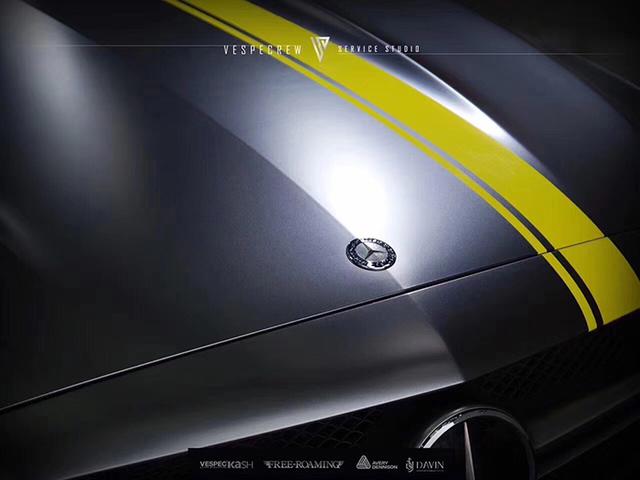 奔驰C63汽车改色电光金属碳灰车身贴膜效果图