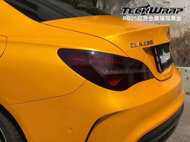 奔驰CLA220汽车改色超亮金属系列之璀璨黄金贴膜效果图