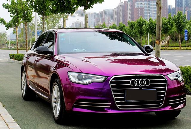 奥迪A6汽车改色水晶紫罗兰车身贴膜效果图