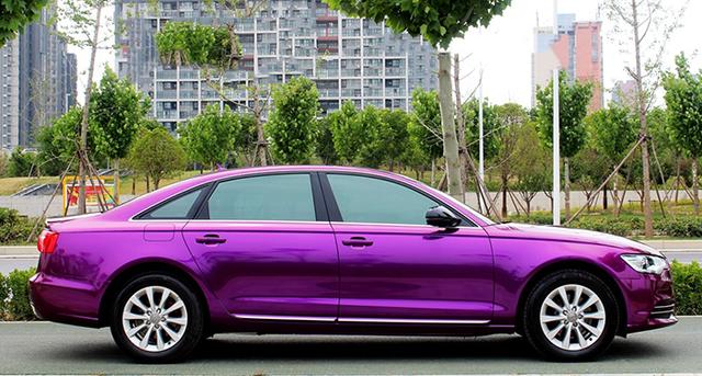 奥迪A6汽车改色水晶紫罗兰车身贴膜效果图