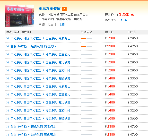 上海3M汽车贴膜价格