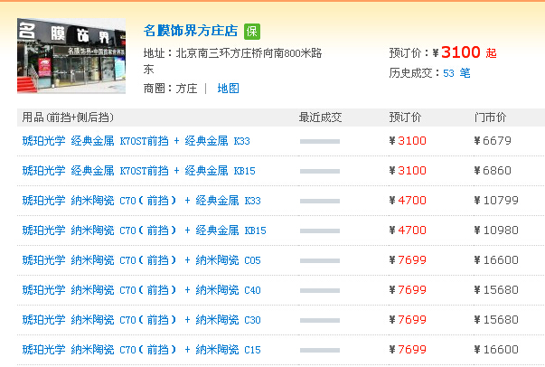 北京琥珀光学太阳膜价格