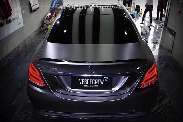 奔驰C63汽车改色电光金属碳灰车身贴膜效果图