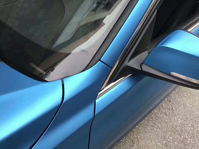 宝马3系汽车改色全车金属太空铝蓝贴膜效果图